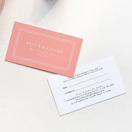 Cartão De Indicação AVERY Blush Mínimo Coral Pêssego Indique um Amigo