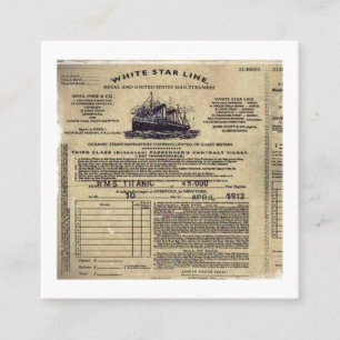 Cartão De Indicação Bilhete para RMS 1912 titânico