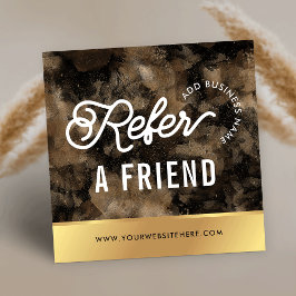 Cartão De Indicação Black & Gold Glitter Watercolor Salon Discount