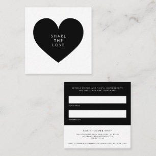 Cartão De Indicação Black Heart Minimalist divide the Love Business