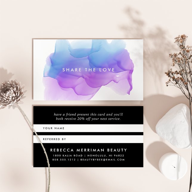 Cartão De Indicação Blot Indigo Watercolor | Remessa (Criador carregado)