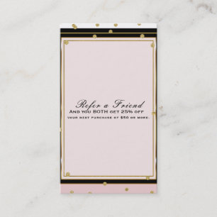 Cartão De Indicação Blush Rosa e Confetes Dourados Referir um Amigo Mo