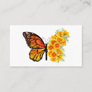 Cartão De Indicação Borboleta Flor com Papagaio Amarelo da Califórnia