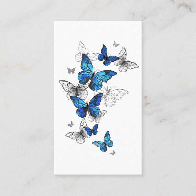 Cartão De Indicação Borboletas Azuis Morpho (Frente)