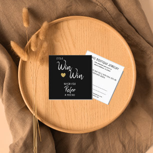 Cartão De Indicação Branco preto moderno refira um amigo