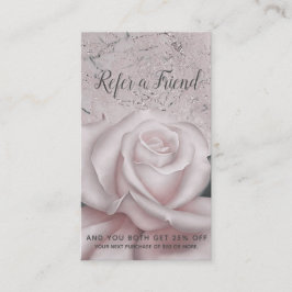 Cartão De Indicação Branco Rosa Rubor Glam Mármore Moderno Indique um