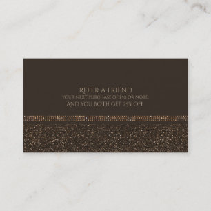 Cartão De Indicação Bronze Marrom Chic Brilhante Glam Indique um Amigo