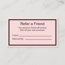 Cartão De Indicação Business Rosa pálido e preto Seu logotipo aqui