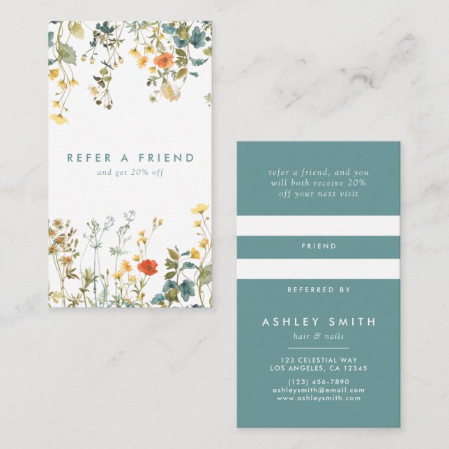 Cartão De Indicação Campo de flor selvagem legante (Frente/Verso)