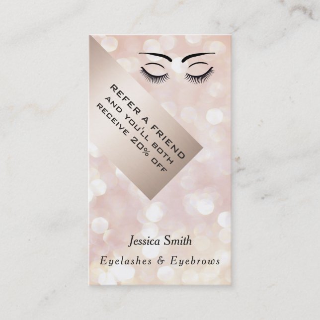 Cartão De Indicação Cartaz de referência, pestanas de peito e sobrance (Frente)