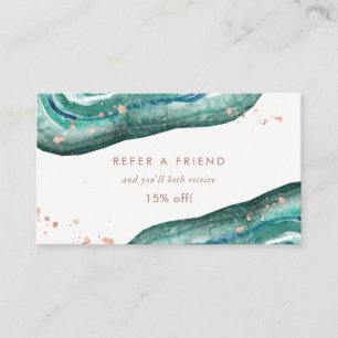 Cartão De Indicação Cerceta da aguarela e falso Geode Dourado