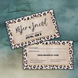Cartão De Indicação Cheetah Pattern E Dourada Vintage