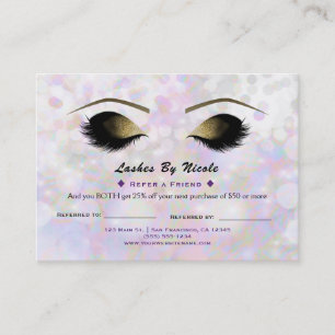 Cartão De Indicação Cílios Iridescentes Referir Amigo Pós-tratamento
