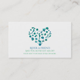 Cartão De Indicação Coisas de Praia Aguarela Azul Referir um Amigo