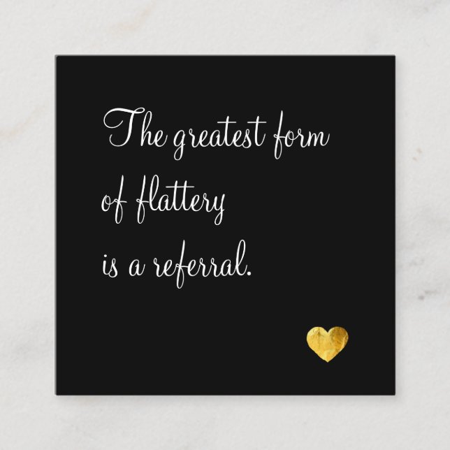 Cartão De Indicação Coração Dourada de Fidelidade do Cliente do Cartão (Frente)