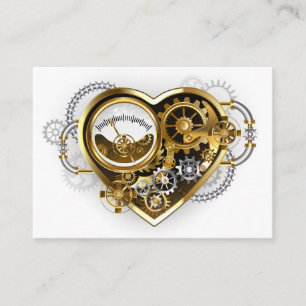 Cartão De Indicação Coração Steampunk com Manômetro