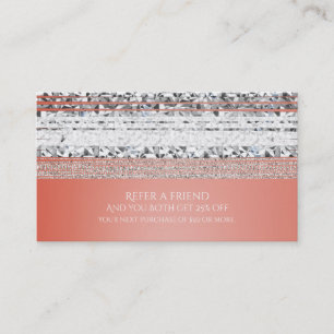 Cartão de Indicação Coral Peach Dipped Bling Chic