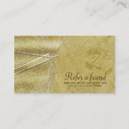 Cartão De Indicação Cristal Glam Salon Referir um amigo Brilho Dourado