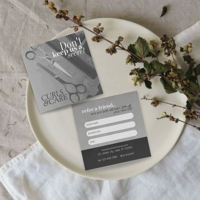 Cartão De Indicação Cupão de Desconto Essencial de Salão de Cinzas Son (Criador carregado)