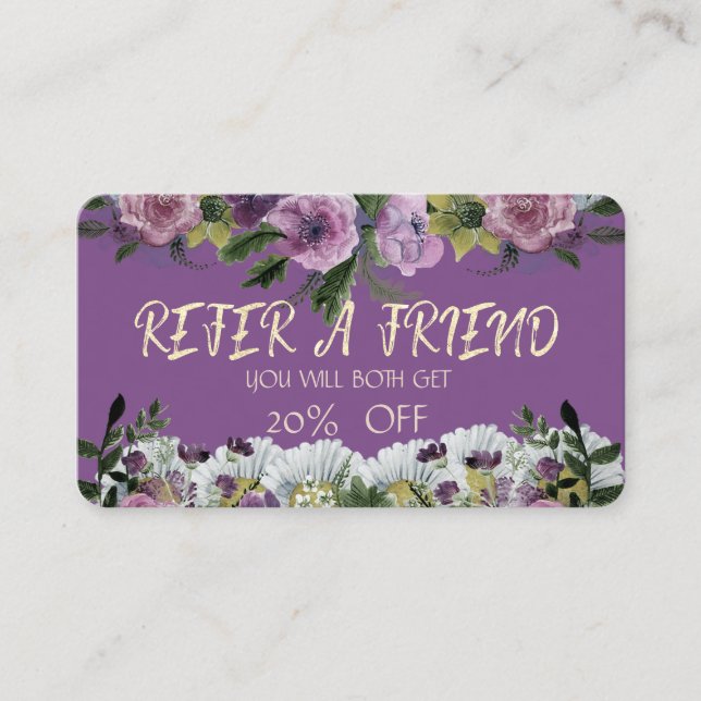 Cartão de Indicação de Floral em Aquarela Moderna  (Frente)