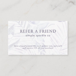 Cartão De Indicação Delicate Plum e Impressão de Folha de Palma Branca