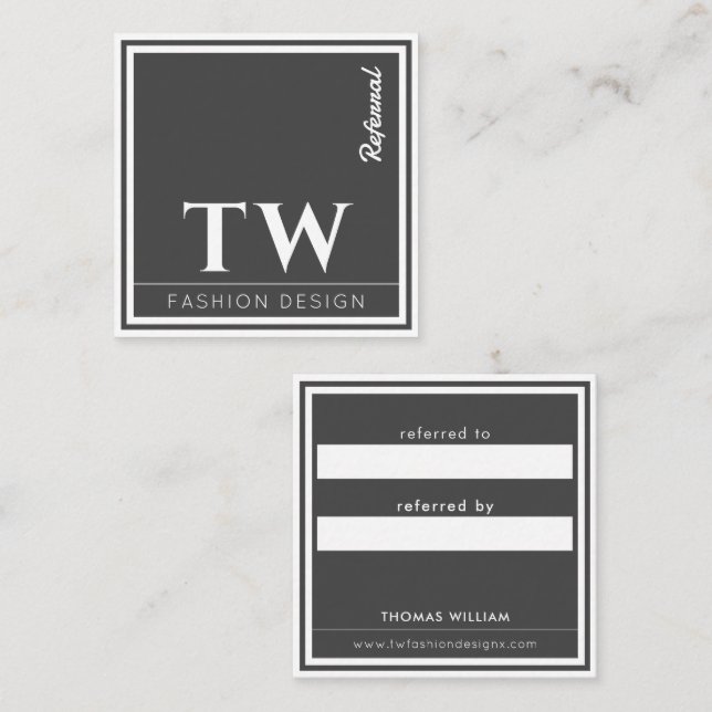 Cartão De Indicação Designer de Moda Preto (Frente/Verso)