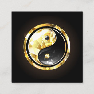 Cartão De Indicação Dourado Yin Yang a preto
