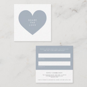 Cartão De Indicação Dusty Blue Heart Minimalist Compartilhe o amor