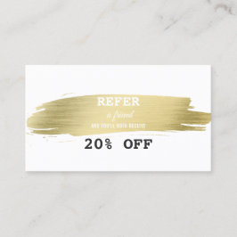Cartão De Indicação Elegante Dourado Invasão de Arrancamento de Pincel