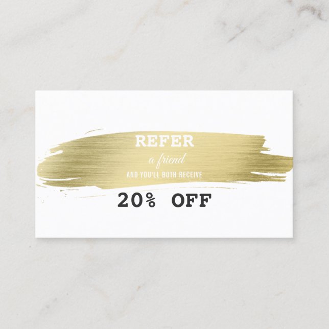 Cartão De Indicação Elegante Dourado Invasão de Arrancamento de Pincel (Frente)