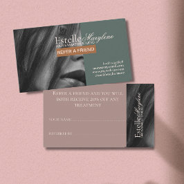 Cartão De Indicação Elegante moderno Green Brown Photo Hair Studio