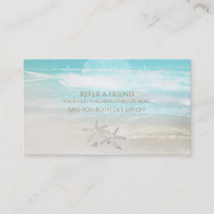 Cartão De Indicação Estrela do Mar Branca Praia Elegante Verão Indique