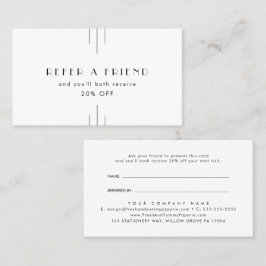 Cartão De Indicação EVERLY Art Deco White Black Refer A Friend