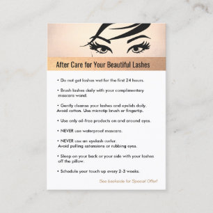 Cartão De Indicação Extensões Eyelash Douradas rosa após consulta