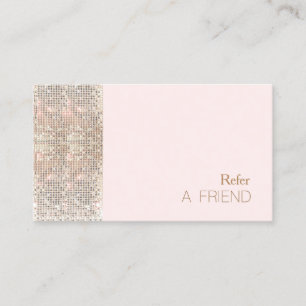 Cartão De Indicação FAUX Sequin Beauty Salon Refere Uma Rosa claro Ami