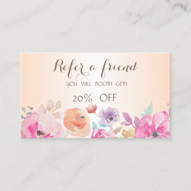 Cartão de Indicação Floral Elegante e Sofisticado (Frente)