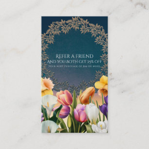Cartão De Indicação Flores de Primavera Quadro Floral Elegante Indique