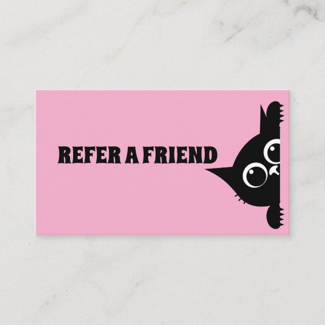 CARTÃO DE INDICAÇÃO GATO ROSA PERSONALIZADO (Frente)
