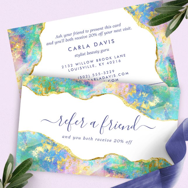 Cartão De Indicação Gemstone Moderno do Opal de Fogo Elegante (Criador carregado)