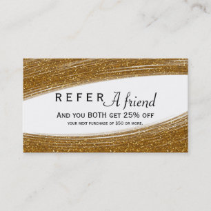 Cartão De Indicação Glitter Sparkle Dourado e Placa de Cliente Chic Br