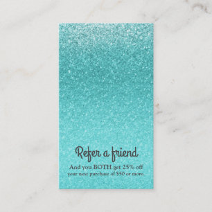 Cartão De Indicação Glitzy Azul Azul Aqua Glitter Grelha Esmagadora Gr