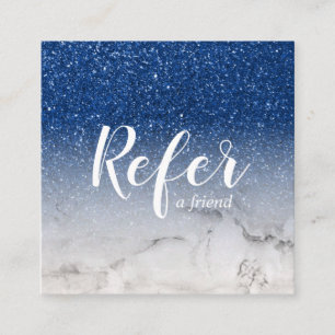 Cartão De Indicação Grelha de Ombre Marmoreado e Azul