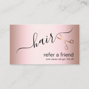 Cartão De Indicação Hirestilista de tesouras de ouro rosa
