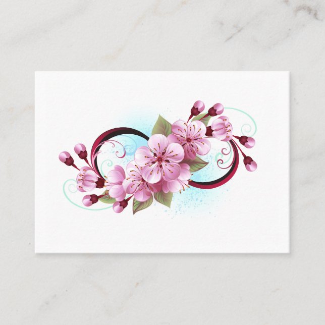 Cartão De Indicação Infinidade com Flores de Flor Sakura (Frente)