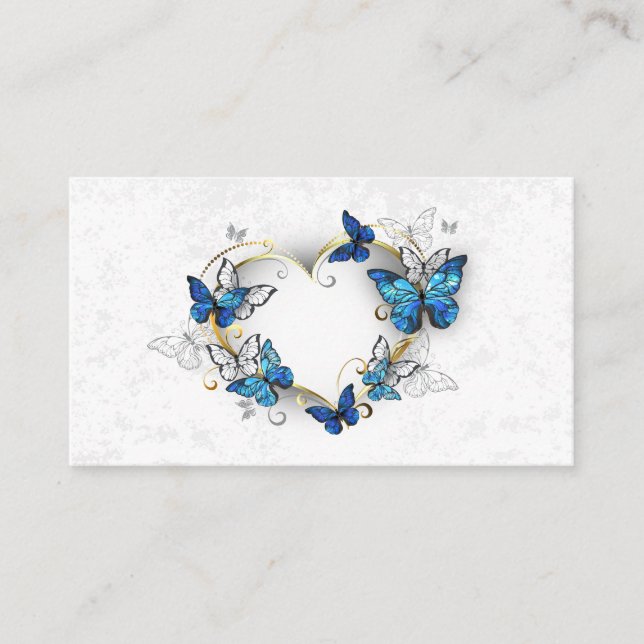 Cartão De Indicação Jewelry Heart with Butterflies Morpho (Frente)