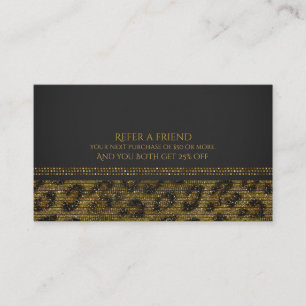 Cartão De Indicação Lantejoulas Brilho Leopardo Glam Chic Indique um A