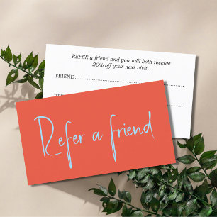 Cartão De Indicação Laranja Elegante fresco minimalista