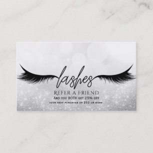 Cartão De Indicação Lashes Eyelashes Extensions Silver Refira um Amigo