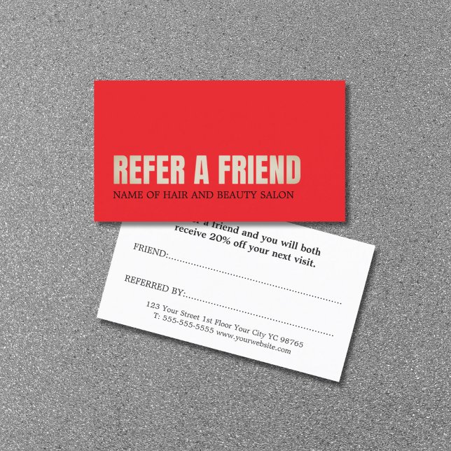Cartão De Indicação Legal Salão de Beleza do Ouro Vermelho Elegante (Criador carregado)