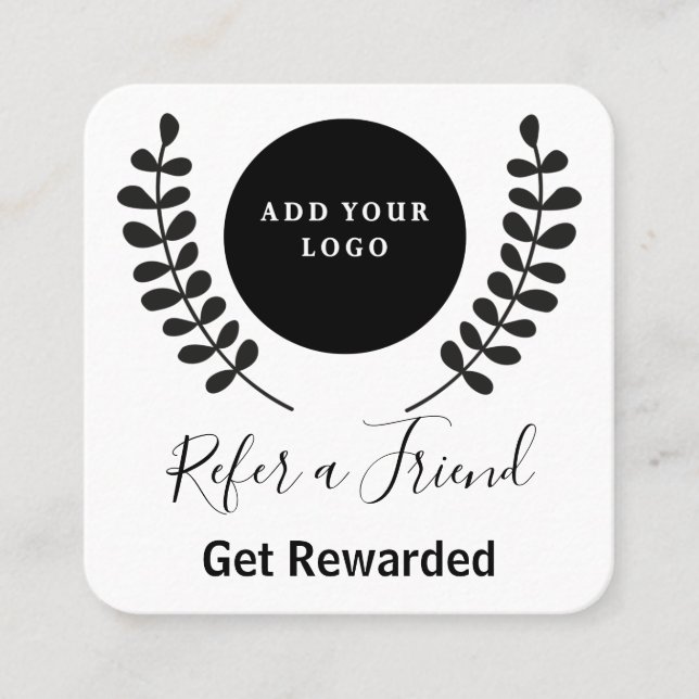 Cartão De Indicação Logotipo preto e branco moderno (Frente)